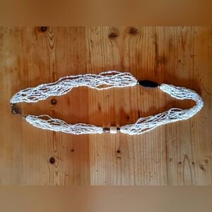 Silpada retired white bamboo coral seed long necklace 35"